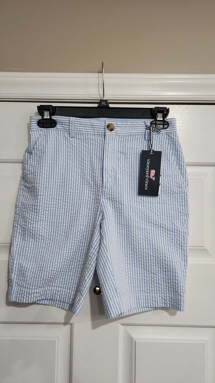 Vineyard Vines Boys Seersucker Breaker Shorts Size 10 Ocean Breeze